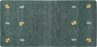 Gabbeh Teppich Wolle grün 80 x 150 cm Kurzflor CALTI