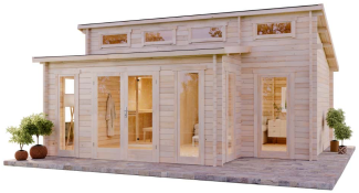 FinnTherm Saunahaus Lausitz Prima Gartensauna 3 Sitzbänke aus Holz Sauna mit 40 mm Wandstärke Außensauna mit Montagematerial