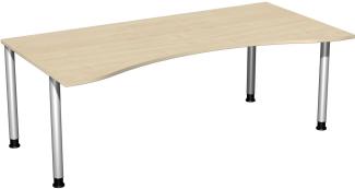 Schreibtisch '4 Fuß Flex' höhenverstellbar, 200x100cm, Ahorn / Silber