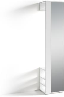 byLIVING Flurgarderobe BEN / Garderobe matt weiß mit Spiegel / Spiegelschrank für den Flur mit Kleiderstange und Ablage / B 40, H 184, T 35 cm