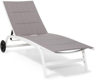 Limala Sonnenliege Lounger Stahl/Aluminium Textilene 150 kg mobil Weiß