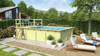 Karibu Rechteck-Pool 2, 353x582 cm, Holz kdi, Grundkörper mit 1 Terrasse