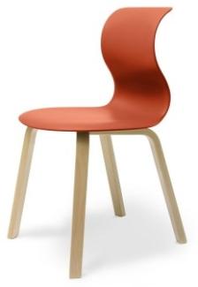 Pro 6 Stuhl - Gestell Buche korallrot Universalgleiter Kunststoff
