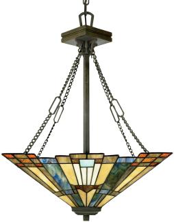 LED Pendelleuchte im Tiffany Design mit buntem Echtglas 3-flammig, Ø44,5cm