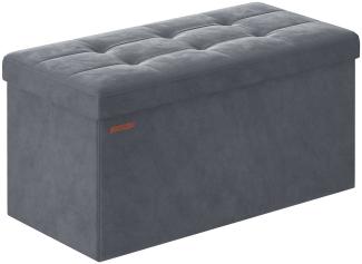 SONGMICS Sitzbank mit Stauraum, klappbare Sitztruhe, 2 extra Aufbewahrungsboxen, 38 x 76 x 38 cm, bis 300 kg belastbar, für Flur, Wohnzimmer, Schlafzimmer, schiefergrau LSF247G01