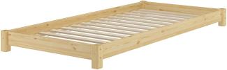 Breites Flachbett Futonbett Niedrigbett 100x200 Kiefer massiv V-60.51-10Rollrost inkl.