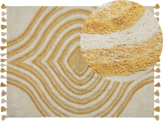 Teppich Baumwolle beige gelb 160 x 230 cm abstraktes Muster BINGOL