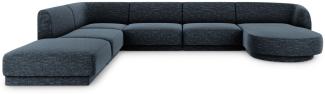 Micadoni 6-Sitzer Panorama Ecke links Sofa Miley | Bezug Royal Blue | Beinfarbe Black Plastic
