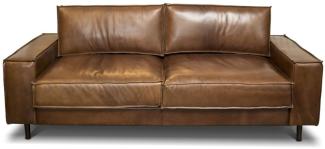 Casa Padrino Luxus Echtleder Lounge Sofa Vintage Leder Braun - Luxus Wohnzimmer Couch Möbel Büffelleder