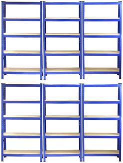 6 x Monster Racking T-Rax 75cm Lagerregal Blau mit