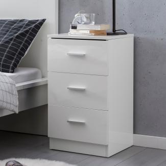 KADIMA DESIGN Moderne Hochglanz Nachtkonsole für Luxus Schlafzimmer - 3 Schubladen, Robuste Bauweise.