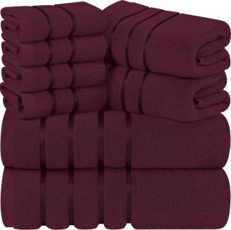 Utopia Towels - 8er-Pack Handtuch-Set mit Aufhängeschlaufe aus 97% Baumwolle, saugfähig und schnell trocknend 2 Badetücher, 2 Handtücher, 4 Waschlappen (Burgunderrot)