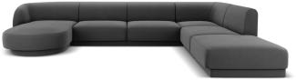 Micadoni 6-Sitzer Samtstoff Panorama Ecke rechts Sofa Miley | Bezug Grey | Beinfarbe Black Plastic