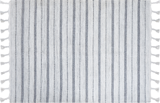 Outdoor Teppich cremeweiß grau 160 x 230 cm Streifenmuster Kurzflor BADEMLI