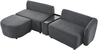 Merax Normales Sofa, modernes Design, Polstermöbel, Sofa, Dreisitzer-Sofa, Wohnzimmersofa mit Couchtisch-Aufbewahrung, mit Fußstütze, Chaiselongue-Sofa Dunkelgrau
