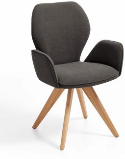 Niehoff Sitzmöbel Colorado Trend-Line Design-Armlehnenstuhl Gestell Wildeiche - Webstoff Malea-R schlamm