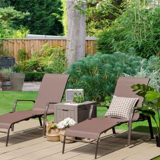 COSTWAY 2er Set klappbare Sonnenliege, Liegestuhl mit 5-Positionen Verstellbarer Rückenlehne, bis 150 kg belastbar, 192 x 52 x 36 cm, Gartenliege für Pool, Garten und Balkon