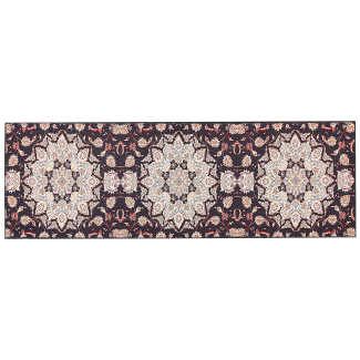 Teppich schwarz beige 80 x 240 cm orientalisches Muster Kurzflor ARITAS