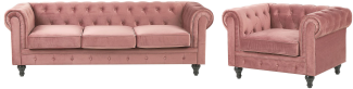 Sofa Set Samtstoff rosa 4-Sitzer CHESTERFIELD