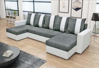 Sofa mit Schlaffunktion in U-Form GRASSA, 303x140, Kornet 02/Dolaro 511 weiß