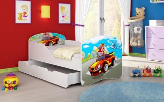 Kinderbett Luna mit Stauraum und verschiedenen Motiven 160x80 Racer