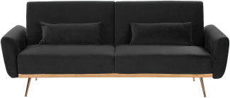Belianin 'EINA' Schlafsofa, 3-Sitzer Sofa, Samtstoff, Schwarz, 86 x 81 x 210 cm