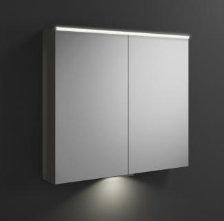 Burgbad Eqio Spiegelschrank mit horizontaler LED-Beleuchtung und Waschtischbeleuchtung, 2 Türen, 900x800mm, SPGT090, Korpus: Grau Hochglanz - SPGT090F2010