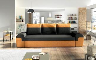 Sofa 3-Sitzer PAROS mit Schlaffunktion Orange-Schwarz