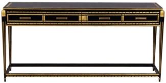 Casa Padrino Luxus Wohnzimmer Konsolentisch Schwarz / Gold 171 x 46 x H. 80 cm - Luxus Konsole mit 4 Schubladen