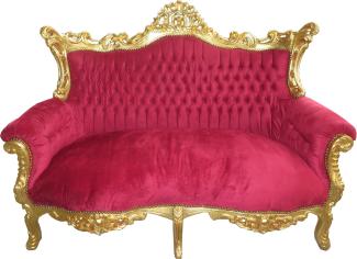 Casa Padrino Barock 2er Sofa Master Bordeaux Rot / Gold - Wohnzimmer Möbel Loung Couch