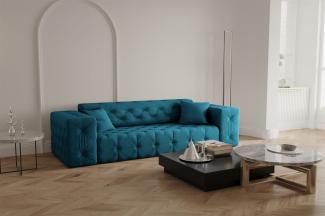 Sofa Designersofa CHANTAL 3-Sitzer in Stoff Opera Velvet Ozeanblau