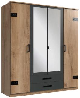 Kleiderschrank >Cheston< in Plankeneiche - 180x198x58cm (BxHxT)