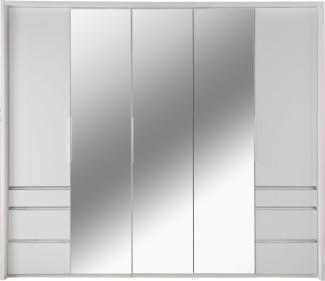 Falt-/Drehtürenschrank Everly Kleiderschrank 250x56x216cm weiß Spiegel 3-türig