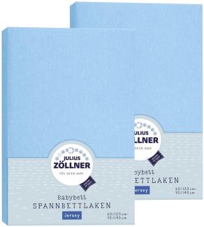 Julius Zöllner Spannbetttuch Jersey 70x140 / 60x120 Hellblau Doppelpack