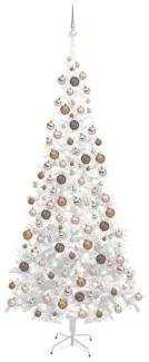 vidaXL Künstlicher Weihnachtsbaum mit LEDs & Kugeln L 240 cm Weiß, Mit Beleuchtung [3077582]