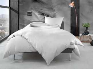 Bettwaesche-mit-Stil Mako Perkal Bettwäsche uni / einfarbig weiß Garnitur 155x200 + 80x80 cm