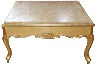 Casa Padrino Barock Couchtisch Gold mit Marmorplatte 80 x 80 cm- Antik Stil