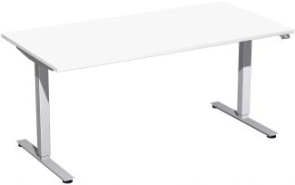 Elektro-Hubtisch 'Smart', höhenverstellbar, 160x80x70-120cm, gerade, Weiß / Silber