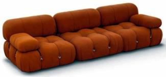 Casa Padrino Luxus Samt 3er Sofa Orange 270 x 90 x H. 68 - Handgefertigtes Wohnzimmer Sofa mit edlem Samtstoff - Handgefertigte Wohnzimmer Möbel - Luxus Möbel - Luxus Einrichtung