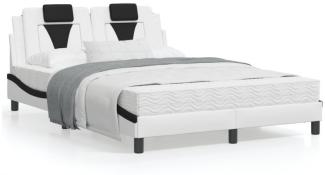 Bett mit Matratze Weiß und Schwarz 120x200 cm Kunstleder (Farbe: Weiß)