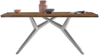 Sit Möbel Tables & Co Tisch 220x100 cm L = 220 x B = 100 x H = 73,5 cm Platte natur, Gestell antiksilber