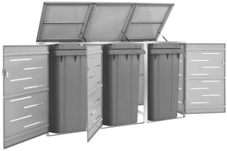 vidaXL Mülltonnenbox für 3 Tonnen 207x77,5x115 cm Edelstahl