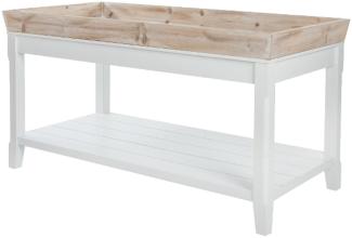 Casa Padrino Landhausstil Beistelltisch mit abnehmbarem Tablett Naturfarben / Weiß 100 x 50 x H. 55 cm - Landhausstil Möbel