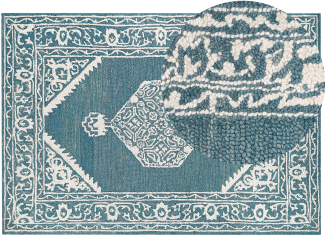 Teppich Wolle weiß blau 160 x 230 cm GEVAS