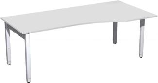 PC-Schreibtisch '4 Fuß Pro Quadrat' rechts höhenverstellbar, 200x100x68-86cm, Lichtgrau / Silber