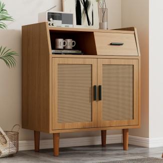 Merax Sideboard mit Schublade und Rattantüren, Highboard Landhaus,Kommode,Metallgriffe,B:70cm