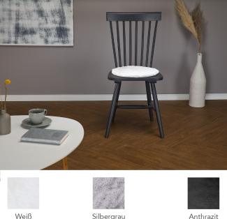 HOMESTORY Stuhlkissen Sitzkissen aus Kunstfell, rund 35cm in weiß, flauschig, super-Soft und vegan, weiche Stuhlauflage für Wohnzimmer, Schlafzimmer und Kinderzimmer viele Farben Formen