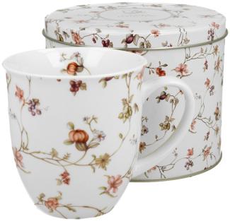 DUO FLORAL Becher 400 ml SAFA in Metalldose, New Bone China Porzellan