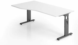 Hammerbacher Schreibtisch C-Fuß, weiß / Graphit Freiform, links oder rechts montierbar, 180x100 / 80 cm