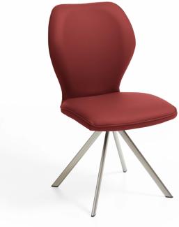 Niehoff Sitzmöbel Colorado Trend-Line Design-Stuhl Edelstahlgestell - Leder - 180° drehbar Napoli rubin